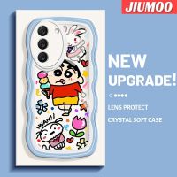 JIUMOO เคสสำหรับ Samsung S22 Plus S22อัลตร้า5G,เคสเครยอนชินจังลวดลายมาคารอนโคโลว์เวฟบริเคสมือถือกันกระแทกแบบใสนิ่มเคสกล้องป้องกันการตกหล่นฝาครอบป้องกันซิลิกาเจลใหม่