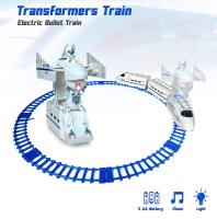 Sanook jang รางรถไฟใส่ถ่าน แปลงร่างเป็นหุ่นยนต์ มีเสียง มีไฟ Transformers Electric Track Train (สีขาว) พร้อมส่ง