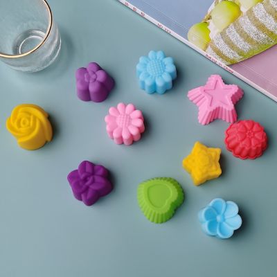 10pcs/lot 3cm Various Flower Designs Silicone Cake Mold Chocolate Pudding Ice Mould Cupcake Baking Tools DIY Mini Soap Molds
