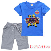 Fireman Sam เสื้อยืดชุดชายหญิงแขนสั้น Tee เสื้อกางเกงขาสั้นน่ารักอะนิเมะฤดูร้อน Tee เสื้อสั้นกางเกงเด็ก8669