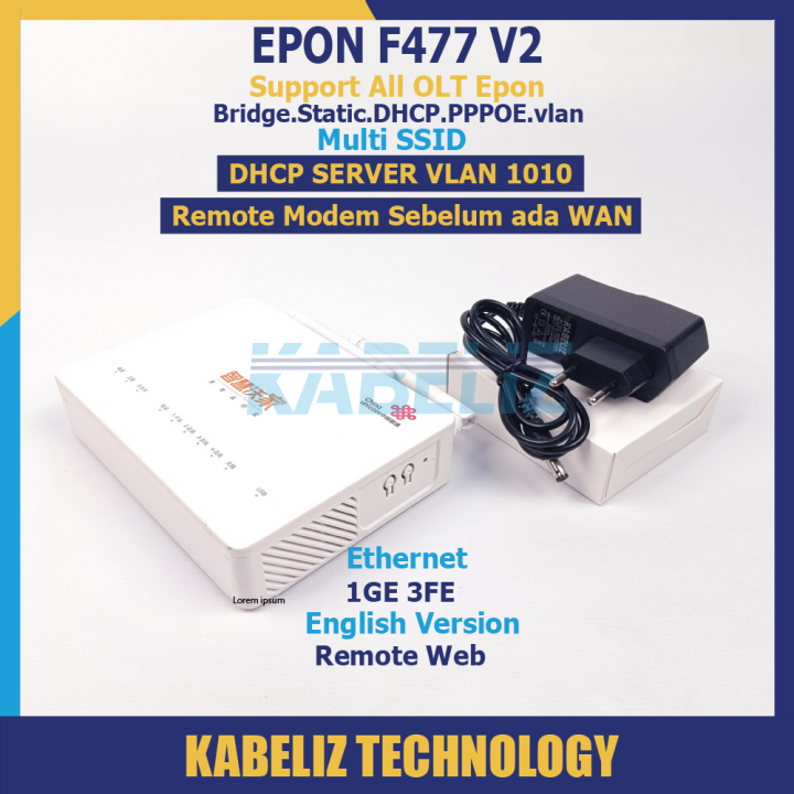 EPON ONU ONT ZTE F477V2 MODEM EPON WIFI ROUTER SUPPORT SEMUA OLT EPON