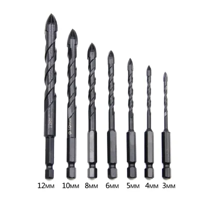 3/4/5/6/8/10/12mm Cross Hex Tile Drill Bits Hole Opener for Glass Brick Wall Ceramic Concrete Hard Alloy Hole Opener