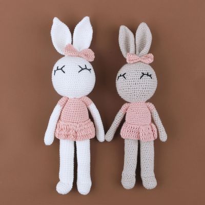ตุ๊กตากระต่ายที่ถักทำมือของเล่นเด็กตุ๊กตาตุ๊กตาผ่อนคลายนอนหลับของเล่นตุ๊กตา
