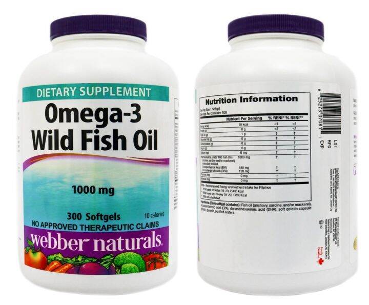 ber Naturals Omega3 Wild Fish Oil/1000mg 300 softgels Lazada PH