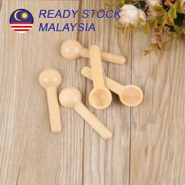 4pcs Wooden Round Handle Scoop Teaspoon Mini Small Salt Shovel