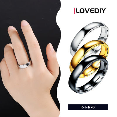 แหวนแฟชั่นสไตล์เรียบง่ายคุณภาพสูงแหวนทองสแตนเลสสำหรับผู้หญิงและผู้ชายแหวนแต่งงานคู่พิเศษ