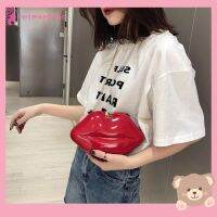 ✿WB✿ Solid Color Lips Women PVC Handbags Chain Messenger Bags Shoulder Evening Party Clutch✿