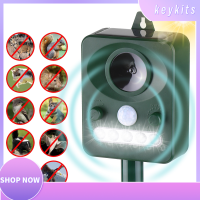 พลังงานแสงอาทิตย์ Ultrasonic Pest Repeller กลางแจ้งเครื่องไล่หนู/งูด้วยคลื่นอุลตร้าโซนิกพร้อมเสียงอัลตร้าโซนิคเซ็นเซอร์ตรวจจับการเคลื่อนไหวและไฟกระพริบเก็บสัตว์ไล่กระรอกเมาส์นกแมวสุนัขค้างคาว