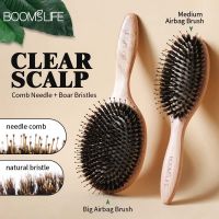 【CC】 Boar Bristle Hair Wood Combs for Scalp Massage Detangling Barber Comb