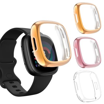 Soft TPU Full Cover Case For Fitbit Versa 2/Versa 3/Versa 4 Screen Protector Case Plated Bumper Cover For Fitbit Sense 2/Sense Cases Cases