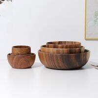 Acacia Wood Bowl Restaurant Custom Made Pattern Japanese Large Lamian Noodles Bowl Thickened Tableware Fruit Salad Bowl Wooden