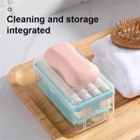 ✲✁✒ Soap Box Hands Free Foaming Soap Dish Multifunctional Soap Dish Hands Free Foaming Draining Household Storage Box Cleaning Tool
