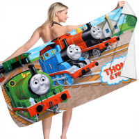 Thomas &amp; Friends Thomas 80*160ไมโครไฟเบอร์ขนแกะคู่อะนิเมะการ์ตูนบางผ้าขนหนูชายหาดว่ายน้ำผ้าขนหนูอาบน้ำหลากหลายตารางผ้าขนหนูผ้าขนหนูชายหาด