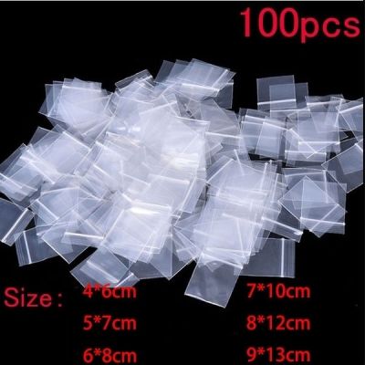 100Pcs Mini Plastic Packaging Bags Small Plastic Zipper Bag Ziplock Bag  Jewelry/Food Storage Bag Kitchen Package Bag Wall Stickers Decals