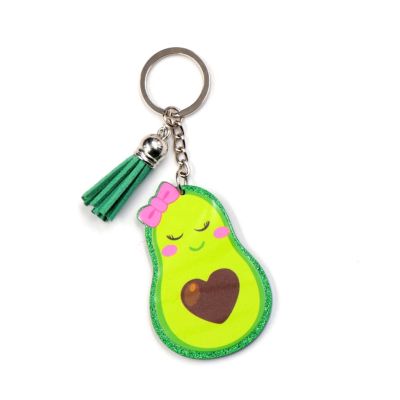 Avocado Keychain  Smiling Cute Avocado Acrylic Keychain  Glittered Acrylic Keychain  Avocado Purse Charm Key Chains