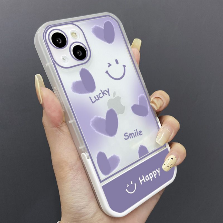 เคสสำหรับ-vivo-โทรศัพท์แบบตั้งได้-huawei-apple-14pro-13promax-ขาตั้งพับได้ใบหน้ายิ้มแย้มสำหรับป้องกันการตกหล่น