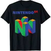 2023 NEW2023ใหม่ฤดูใบไม้ผลิและฤดูร้อนเสื้อผ้าผู้ใหญ่ Nintendo 64คลาสสิกย้อนยุควินเทจโลโก้กราฟิกเสื้อยืด