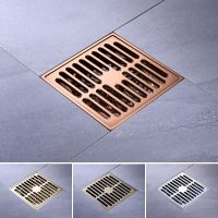 Drains Solid Brass Golden Silver Shower Drain Bathroom Square Cover Anti-odor Hair Strainer Balcony Floor Drain 100*100MM Traps  Drains