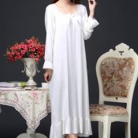 [COD]Modal Nightdress Nighties ผู้หญิงแขนยาวผ้าฝ้ายพิมพ์ลายดอกไม้ชุดนอนชุดนอนหลวมชุดนอน Plus Size Christmas Gift