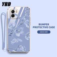 YBDเคสโทรศัพท์ดีไซน์ใหม่สำหรับ Vivo Y15s Y15A Y01 Y01A เคสคุณภาพสูงฝาหลังลายดอกไม้เบาฮิเนียสไตล์หรูหราพร้อมฟรีสายคล้อง