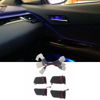 4Pcs LED ชามด้านหลังประตูบรรยากาศประตูชามโคมไฟ Ambient Light ภายในไฟสำหรับ Toyota CHR C-HR 2016-2021