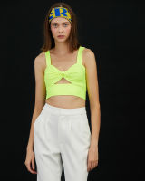 The SRT X4 TBL55 Neon Crop Top Bra ท้อป ทรงบรา ผ้ายืด ดีเทลไขว้บิด เดรปหน้า