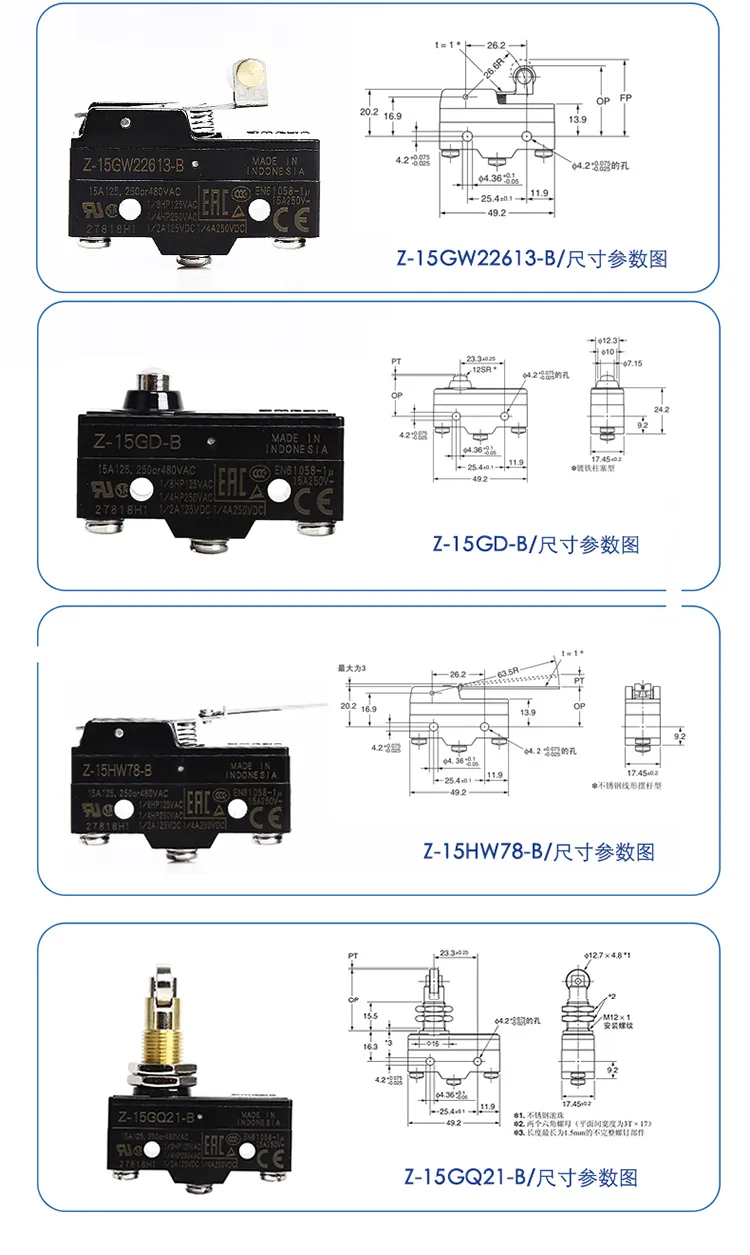 Omron Micro Switch Z-15GQ-B Stroke Limit Switch Z-15GQ22-B Z-15GW22-B Z ...