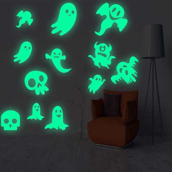 24-home-accessories-halloween-luminous-ghost-สติกเกอร์ฮาโลวีนเรืองแสงสติ๊กเกอร์ติดผนัง-luminous-ghost-สติกเกอร์หน้าต่าง-clings-สำหรับ-halloween-haunted