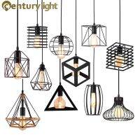 Modern Cage Pendant Light E27 Iron Minimalist Vintage Scandinavian Loft Pyramid Pendant Lamp Metal Hanging Ceiling Lamp Fixtures