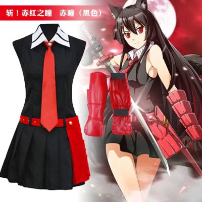 Akame Ga KILL!  Akame Kurome Cosplay Costume Adult Female Halloween Carnival Party Cosplay Costume Sleeveless Uniform Skirt Set