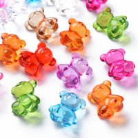 20pc  Transparent Acrylic Beads Top Drilled Beads Bear Mixed Color 18.5x16x11mm Hole: 2.5mm