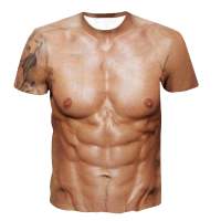 New Fashion Ruimatai Men Shirt Clearance 3D Muscle Men Print แฟชั่นฟิตเนสคอกลมแขนสั้นเสื้อยืด 2023