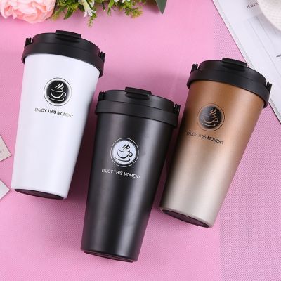 ✉♤❏  New portable coffee cup inside and outside 304 stainless steel vacuum insulation office gift water