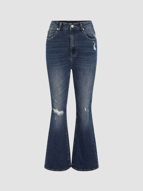 Cider Middle Waist Ripped Flared Jeans Lazada PH