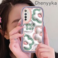 เคส Chenyyyka สำหรับ Realme 6 6S Narzo เคสลายการ์ตูนดอกไม้สีครีม3มิติลายคลื่นป้องกันเลนส์กล้องเคสโทรศัพท์แบบใสสีสันสดใสเคสนิ่มโปร่งใสกรอบซิลิโคนกันกระแทก