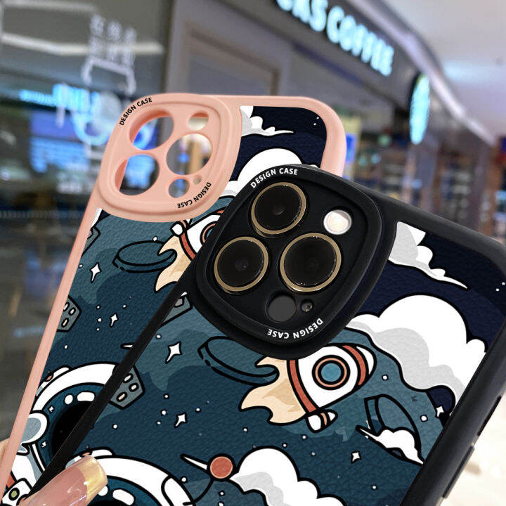 เคส-ggk-สำหรับ-oppo-a58-4g-a78-4g-แบบบางเคสหลังหนังลายการ์ตูนนักบินอวกาศเคสนิ่มปกหนัง-pu