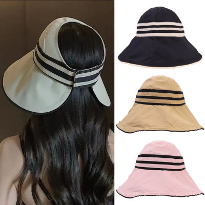 หมวกฤดูใบไม้ร่วงฤดูร้อนแฟชั่นผู้หญิงป้องกันแสงแดดชายหาดหมวกกันแดดขอบใหญ่ขอบ Topi Bucket หมวกบังแดดป้องกันการรังสีอัลตราไวโอเลต UPF 50 +