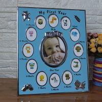 Baby Gift My First Year 1 to 12 Months Photo Frame Kids Keepsake Metal Frames Home Decor Baby Growth Record Customized Photos