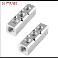 521YIANEE 2PCS พอร์ตเธรด PT ท่อร่วมนิวเมติก3ทาง พอร์ตเอาท์พุต G1/4นิ้ว G1/2พอร์ตจ่ายไฟ บล็อกการกระจายอากาศ ตัวจ่ายก๊าซ อะลูมิเนียมอัลลอยด์ ตัวเชื่อมต่อตัวส่งท่อร่วมอากาศ เครื่องอัดอากาศ