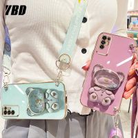 เคสโทรศัพท์ YBD พร้อมกระจกแต่งหน้าสำหรับ Infinix Tecno Pova Neo 2 Pova 3 4 Pro Tecno Neo LE7n LE6 LE6h LG7n LG8n ชุบโลหะด้วยไฟฟ้า LG6n ที่มีเชือกยาว