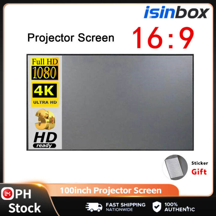 iSinbox 169 100 inch Anti Light Portable Projector Screen Curtain 4K