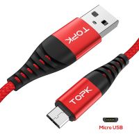 Topk สายไมโคร Usb An42 2.4a ไนลอน Lg สำหรับสายชาร์จ Usb Samsung ข้อมูลโทรศัพท์มือถือ Android Xiaomi ได้อย่างรวดเร็ว