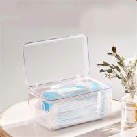 Mask Holder Household Transparent PET Box for Masks Home Hotel Creative Tissue Box Storage Rack for Napkin with Spring Tissue Holders