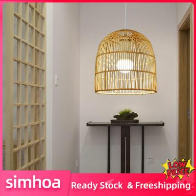 Simhoa ชุดคลุมโคมไฟหวายโคมระย้าตาลแดงที่ยึดโป๊ะไฟงานฝีมือศิลปะ