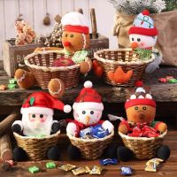 ❀✕ ตะกร้าไม้ไผ่ลายการ์ตูนซานตาคลอส Elk Gingerbread Snowman สําหรับตกแต่งเทศกาลคริสต์มาส