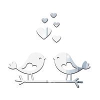 New Couple Bird Love Wall Stickers Mirror Stickers Decal For Living Room Bedroom Bathroom Nordic Decor Vanity Small Mirror