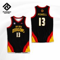 BAY AREA DRAGONS BLACK POWELL NICHOLSON YANG BLANKLEY LAM LIU PBA FULL SUBLIMATED JERSEY