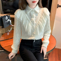 YIGE เสื้อลูกไม้ผู้หญิงฤดูใบไม้ร่วงและฤดูหนาวชุด2022ใหม่ Brushed Plush Undercoat Western แฟชั่น Elegant Top Women