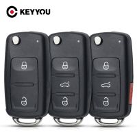 KEYYOU เคสกุญแจรถยนต์แบบพับได้แบบพับได้2ปุ่ม10ชิ้น/ล็อตสำหรับ VW Volkswagen Golf MK4 Bora