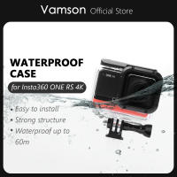 Vamson Dive สำหรับ Insta360 ONE RS 4K กล้องกันน้ำกรณีดำน้ำเปลือกป้องกัน60M พร้อมขายึดสำหรับ Insta360อุปกรณ์เสริม